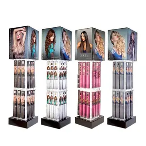 Display Rack Rotating Store Rotating Floor Pegboard Peg Hook Counter Hair Extension Wig Display Stand Shop Hair Extension Display Rack