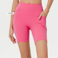 Shorts de sport taille haute élastiques pour femmes avec poches, idéaux pour l'entraînement, le yoga et la course à pied – Vente en gros usine