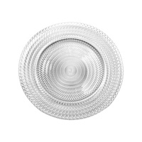 Assiette en verre transparente ronde de 6,5 pouces avec motif gravé, idéale pour salades et collations – Vente en gros directe usine
