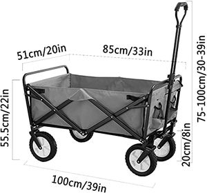 Chariot pliant portable BMJ 100CM rouge pour pique-nique, camping, photographie, courses en supermarché, chariot de transport en tissu Oxford - Product Image 5
