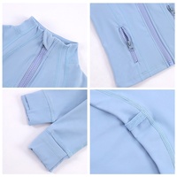 Veste de sport pour filles à col montant et fermeture éclair intégrale, douce pour la peau, légère, anti-odeur, hypoallergénique, vêtements de sport d'extérieur pour enfants