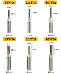 アーデン 0124 TCT ストレートルータービット 3スロット TCT ストレート溝切りフライス 1/2インチシャンク CNCルータービット 木材/木工用 - Product Image 2