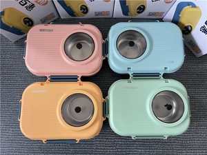 กล่องข้าวเด็กแบบเก็บอุณหภูมิ กล่องอาหารกลางวันไมโครเวฟ PP โลหะ กล่องใส่อาหารสแตนเลส 304 พร้อมกระเป๋าใส่กล่องอาหารกลางวัน - Product Image 4