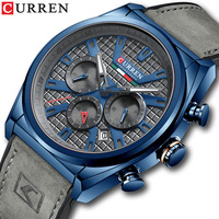 CURREN 8392 Montre Bracelet Quartz Affaires Décontractée pour Homme, Six Aiguilles, Date Automatique, Étanche, Bracelet en Cuir et Boîtier en Alliage