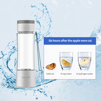 Bouteille Générateur d'Eau Hydrogénée Riche en H2, Électrolyse SPE PEM, 1400-2000 Ppb, Portable, Rechargeable USB Type-C, Ioniseur 450ml pour Voiture et Camping-car