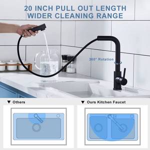 Robinet de cuisine extractible en nickel brossé et noir mat pour hôtels et maisons – Vente en gros - Product Image 6