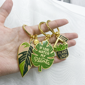 Vente chaude Métal Artisanat De Luxe Femmes Accessoires Personnalisés Dessin Animé Mignon Porte-clés Feuille En Métal Porte-clés - Product Image 3