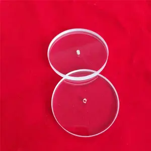 דיסק זכוכית קוורץ סיליקה מיוחד אופטי שקוף עם חור