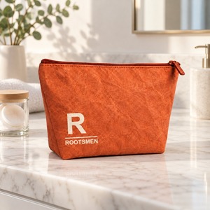 Pochette cosmétique en papier kraft orange rouille 16x8x10cm, texture froissée, fermeture éclair, sac de maquillage de voyage, couleur personnalisée, logo personnalisé, OEM ODM, faible coût - Product Image 5