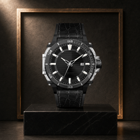 Montre à quartz multifonction pour homme de haute qualité, boîtier en acier inoxydable, bracelet en cuir véritable, montre de bureau pour homme