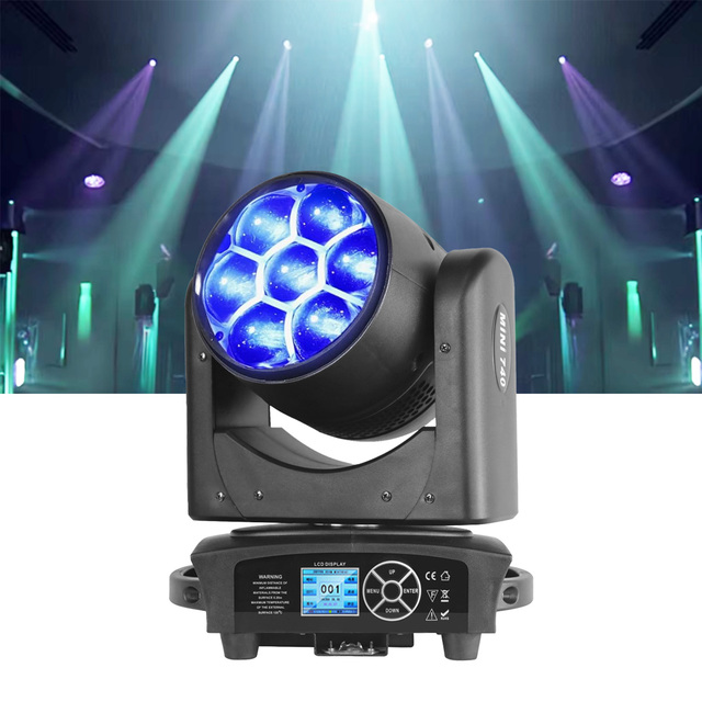 Mini Moving Head Light 7*40W RGBW 4 in 1 LED Beam Wash Zoom Effect  Stage Lighting Spotlight for DJ KTV Home Party