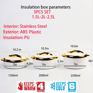 Abd depo lüks 3-adet Set 1.5L/2L/2.5L mermer beyaz gıda ısıtıcısı güveç çift duvar paslanmaz çelik termos kutusu PU - Product Image 5