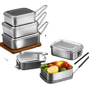 กล่องข้าวสแตนเลส SUS 304 แบบช่องเดียว 2 ช่อง 3 ช่อง พร้อมหูหิ้วพับได้ - Product Image 1