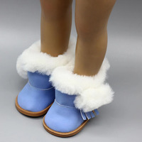 Chaussures de poupée américaine de 18 pouces, bottes de neige d'hiver rouge blanc noir brossé
