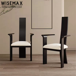 WISEMAX MUEBLES Muebles de sala Silla de comedor Respaldo alto Marco de madera Silla de madera de estilo chino Silla de comedor de brazo de diseñador - Product Image 1