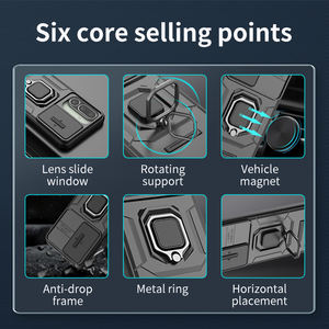 Funda Protectora Resistente a Golpes para Samsung M56, con Soporte Metálico Giratorio <span class=keywords><strong>y</strong></span> Cubierta para Lente - Product Image 3