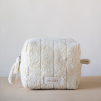 Pochette cosmétique élégante à rayures matelassées avec logo personnalisé, Cube Duo, pochette polyvalente en tissu éponge