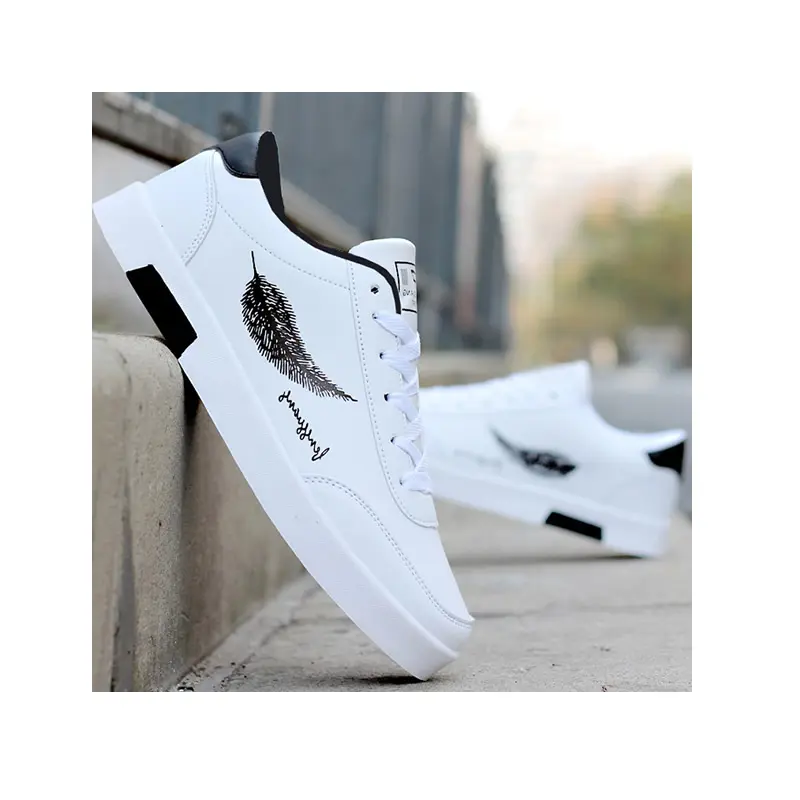 Printed White Shoes Fashion Trend Men's Casual Sneakers