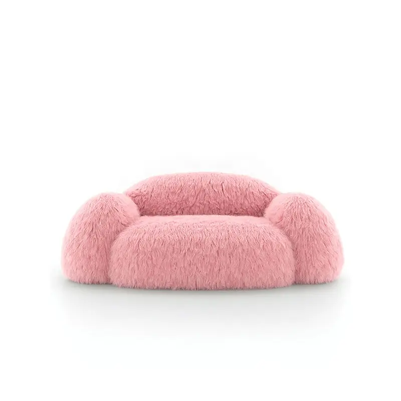 Gorman Furniture moderno mullido fur1 2 3 asiento pequeño sofá lana de cordero piel de oveja silla decorativa para sofá de sala de estar