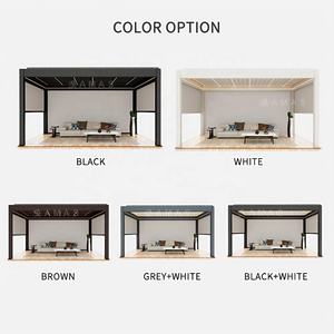 Amas Pare-soleil Bioclimatic Pergola Pare-soleil résistant à l'eau Couverture de patio Auvent avec cadre enduit de poudre Ouverture de toit <span class=keywords><strong>Abris</strong></span> pour balcon - Product Image 4