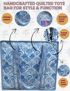 Ginzeal cotone trapuntato con Logo personalizzato in cotone sovradimensionato Tote <span class=keywords><strong>Bag</strong></span> in tela di cotone riutilizzabili durevole Weekender grande Shopping <span class=keywords><strong>Bag</strong></span> - Product Image 4