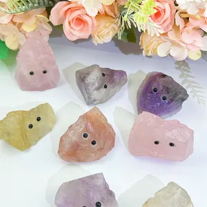 Wholesale Price Crystal Crafts Rose Quartz Natural Mineral Reiki Healing High Quality Raw Elf Hedgehog For Gift