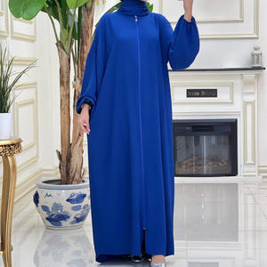 Abaya de Crepé de Alta Calidad con Mangas Elásticas, Ropa Islámica Transpirable, Vestido de Oración con Cremallera Delantera y Pañuelo Adicional - Product Image 3