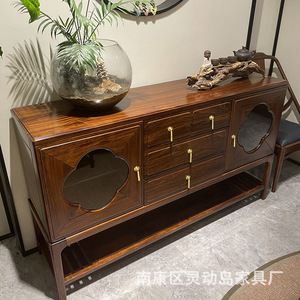 New Chinese Style Ebony Wood <b>Sideboard</b> Solid Wood <b>Storage</b> Cabinet Tea Cabinet For Dining Room Partition - Product Image 2