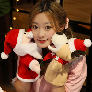 Navidad marrón felpa Reno animales <span class=keywords><strong>de</strong></span> peluche juguetes Santa Claus Reno felpa Navidad marioneta <span class=keywords><strong>de</strong></span> mano felpa - Product Image 4