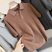Polo tricoté à manches courtes pour homme, col à revers, col en V, style Old Money, rayé, tee-shirt professionnel, vente en gros d'usine, logo personnalisé
