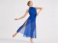 Robe de danse lyrique personnalisée, col haut, jupe en maille, costume de danse contemporaine pour filles et femmes