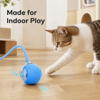 Juguete Inteligente para Gatos con Bola Rodante Automática de 6 cm, Eléctrico, con Luz LED, de Plástico, Interactivo, para Ejercitar y Evitar el Aburrimiento, con USB