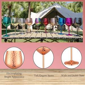 أكواب نبيذ كلاسيكية أنيقة من يوني سويت، سعة 550 مل، من الفولاذ المقاوم للصدأ بلون ذهبي وردي وتشطيب مطروق، طقم من 4 قطع، مثالية كهدايا للأعمال والعشاء - Product Image 5