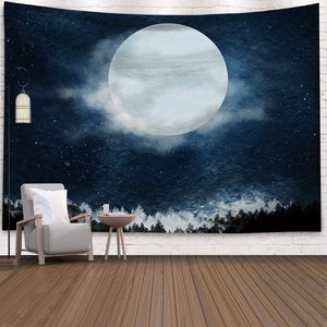 Tapiz Psicodélico con Diseño de Estrellas y Luna, Hermosa Manta Vintage con Estampado de Galaxia y Planetas para Decoración del Hogar - Product Image 3