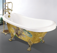Baignoires en mosaïque dorée de luxe, baignoire autoportante en acrylique