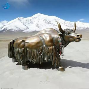 รูปปั้นแพะป่าสีบรอนซ์ งานประติมากรรมสัตว์ งานศิลปะตกแต่งจากแพะทิเบต งานหล่อทองแดงทำมือ ของตกแต่งสวนกลางแจ้ง - Product Image 2