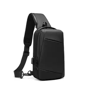 Lightweight Casual Men's Waterproof Chest Cross Body Sling Single Shoulder Bag With USB Charging Port Interface For Men/Women
