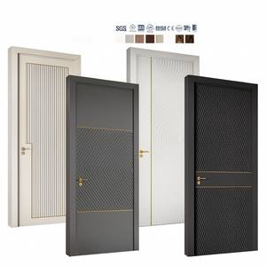 Porte intérieure en bois massif plaqué noyer noir, design moderne américain, pré-montée, dernière collection. - Product Image 5