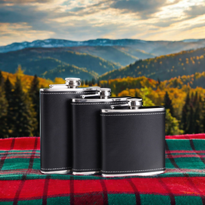 Portable <span class=keywords><strong>En</strong></span> Acier Inoxydable Hip Flask Verre Vin et Whisky Pot avec Bouteille <span class=keywords><strong>En</strong></span> Cuir Entonnoir Voyage Tour Drinkware Tasse - Product Image 1