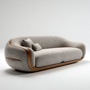 Canapé d'angle carré en bois massif rembourré en noyer noir, style moderne minimaliste haut de gamme, luxe léger créatif, ensemble pour salon et hôtel - Product Image 1