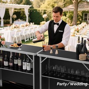 <span class=keywords><strong>Table</strong></span> pliante portable moderne en aluminium pour camping extérieur, installation rapide, pique-nique, barbecue, repas, 2 étagères de rangement compactes et durables, voyage - Product Image 5