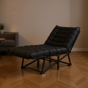 Sillón Reclinable Moderno con Estructura Metálica y Respaldo Acolchado para Uso en el Suelo, Diseño Minimalista, Fácil de Plegar y Transportar, Sin Brazos, de Tela - Product Image 2