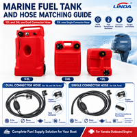 Réservoir de carburant marin en HDPE rouge LINDA 12L 24L 53L avec tuyau de carburant pour la rénovation/mise à niveau des moteurs hors-bord Yamaha