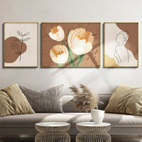 Peinture murale moderne abstraite pour salon, triptyque floral, peinture en porcelaine cristalline