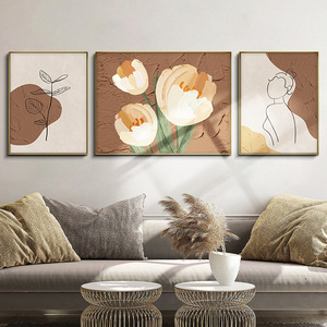 <span class=keywords><strong>Peinture</strong></span> murale moderne abstraite pour salon, <span class=keywords><strong>triptyque</strong></span> floral, <span class=keywords><strong>peinture</strong></span> en porcelaine cristalline - Product Image 3