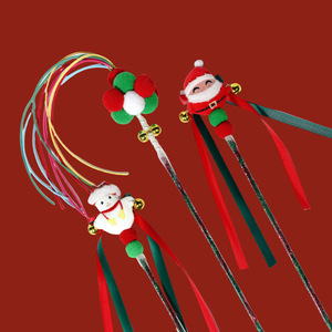 Saint Yi Christmas <b>Cat</b> Teaser Reindeer <b>Plush</b> Tassel Toy With Pom Pom Boredom Buster For Kitten Entertainment - Product Image 2