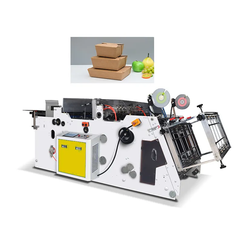 Automatic PE coated food paper lunch box making machine Hamburger box carton erecting machine factory machinery new