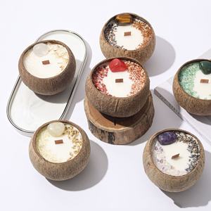 Soya balmumu ahşap fitil kristal kurutulmuş çiçekler ot lüks toptan toplu özel hindistan cevizi kabuğu kase kokulu mumlar - Product Image 3
