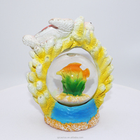 Globe à eau 3D personnalisé avec logo en résine, thème plage, hippocampe, lion de mer, flamant rose, coquillage, pour décoration intérieure, cadeau de vacances