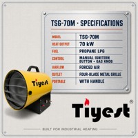 Chauffage à air forcé au GPL Tiyest en acier inoxydable 230V avec pompe à moteur automatique et protection contre les coupures de gaz pour séchage du bois